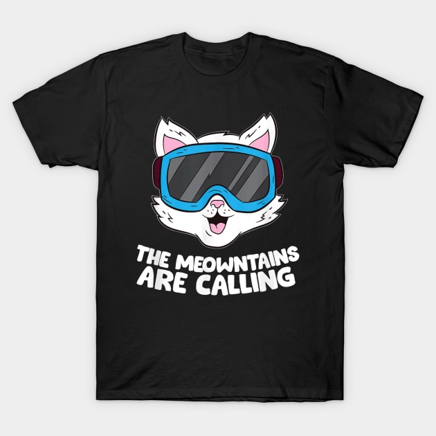 Funny Snowboard Ski Goggle For Snowboarding Cat Skiing T-Shirt by Peter Smith